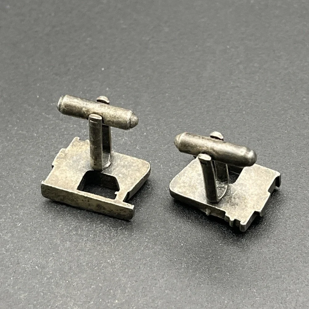Vintage Singer Sewing Machine Cufflinks Silver‎ Tone